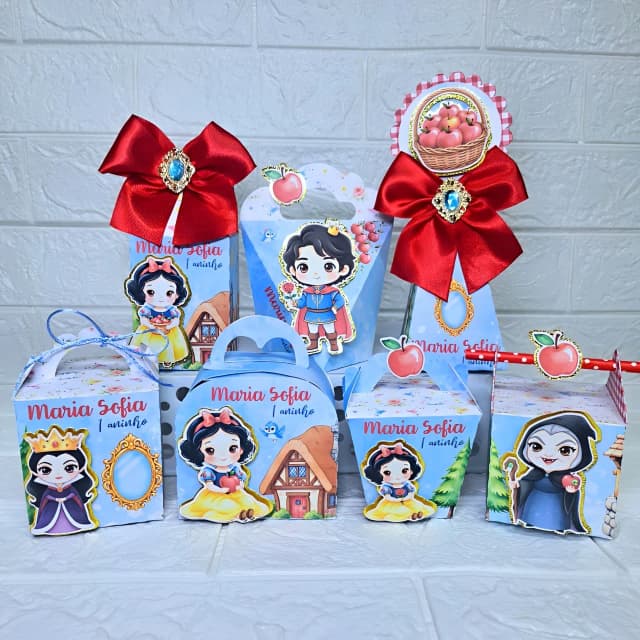 Kit Festa Luxo Personalizado (20 peças) - Branca de Neve (Fazemos todos os temas)