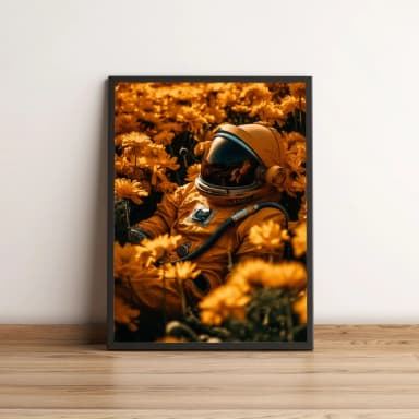 Quadro Astronauta Entre Flores 373
