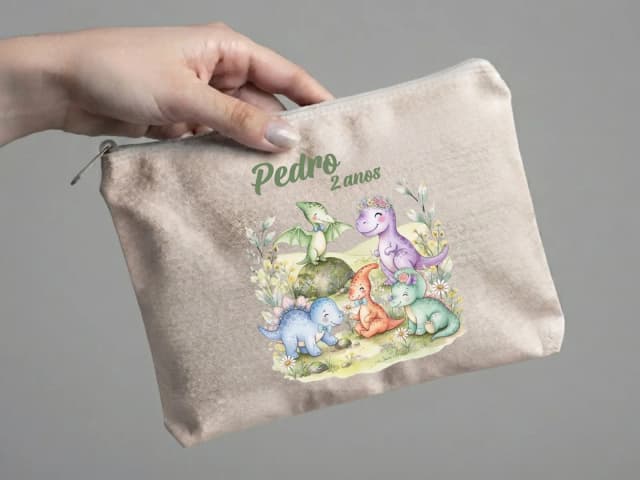 Lembrancinha Nécessaire Personalizada Algodão Cru 20x15 Estampa DTF