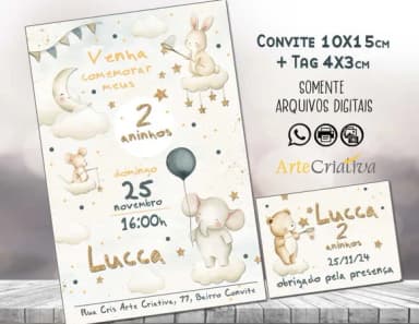 Convite Digital C/tag Festa Animais com Bexiga 2