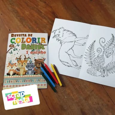 Revista Colorir + Giz de Cera Festa Floresta Tribal