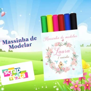 Massinha de Modelar Personalizado Festa Jardim Encantado