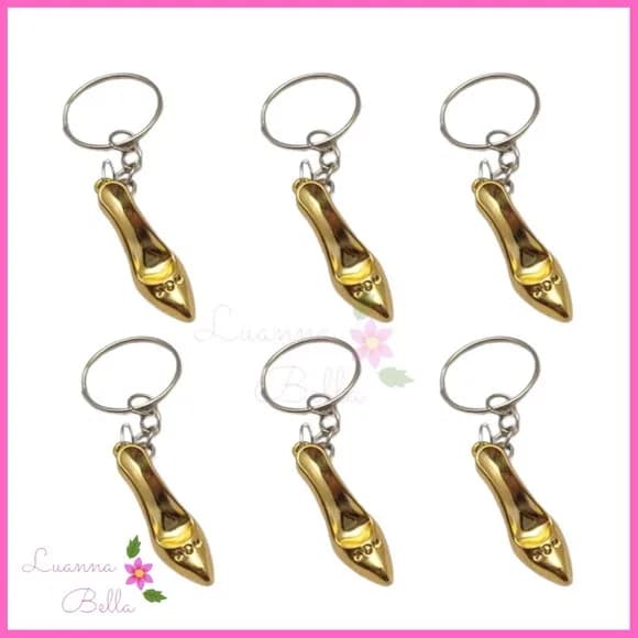Chaveiro de sapatinho em ABS dourado -pct c/6unids