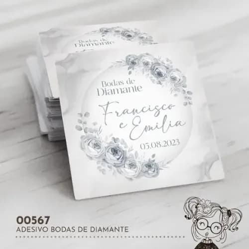 Adesivo Quadrado Bodas de Diamante - 00567