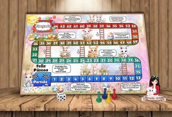Tabuleiro Educativo Tema de Páscoa