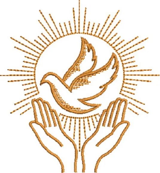 Matriz de Bordado Divino Espírito Santo Pomba e Mãos