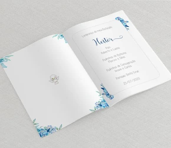 Livrinho De Orações Batizado - Floral Azul