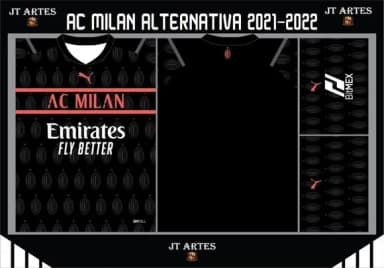 Vetor Da Camisa Ac Milan Alternativa 2021-2022