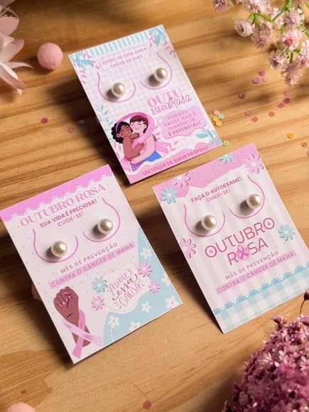 Tag com Brinco Outubro Rosa
