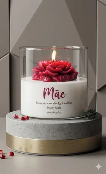 Vela com Flor de Peônia ou Botão de Rosa