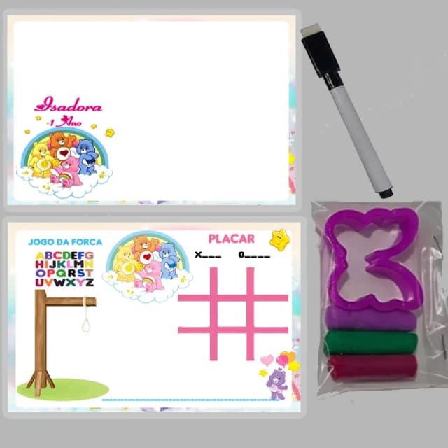 KIT Lousa Magica +massinha de modelar personalizada Ursinhos Carinhosos