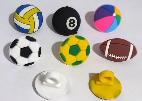 Ponteira P/lápis Bolas Esportiva Emborrachado - 6 Peças