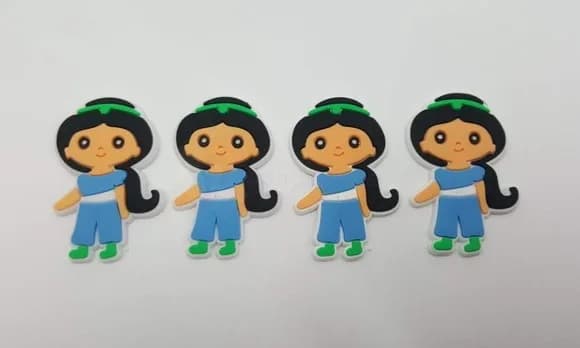 Aplique Princesa Jasmine Emborrachado de 4cm - 6 Unidades