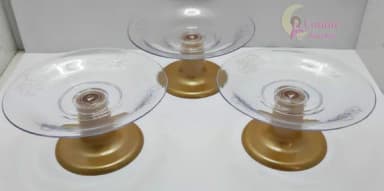 Mini Cake Transparente c/Dourado de Plástico - pct c/3 unid