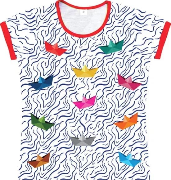 Baby Look Infantil Barquinhos