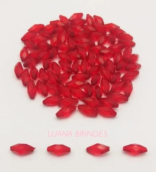 Arrozinho Vermelho de Acrílico - 12mm - Pct. C/50 Unid