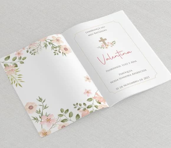 Lembrancinha Batizado Floral Vintage - Livrinho de Orações