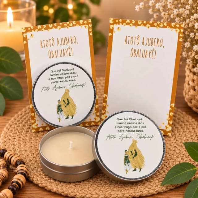 81 unidades de Vela Aromática na latinha Personalizada, Omolu e Obaluaê  - Orixás e Entidades, fazemos qualquer tema.