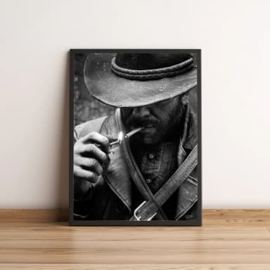 Quadro com caubói em preto e branco estilizado 2591