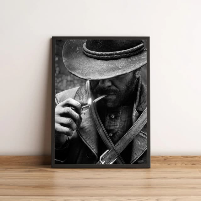 Quadro com caubói em preto e branco estilizado 2591