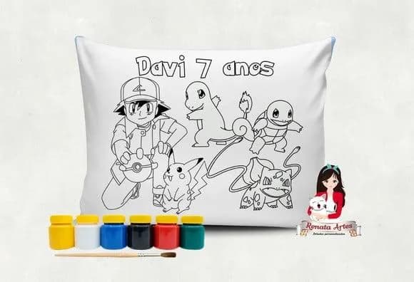Almofada com Tinta para Colorir Pokemon