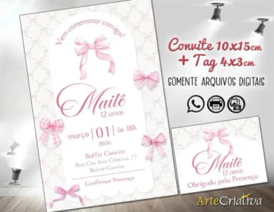 Convite Digital C/tag Menina Coquette 4
