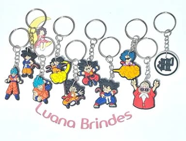 Chaveiro Dragon Boll Emborrachado Pacote com 10 Unidades