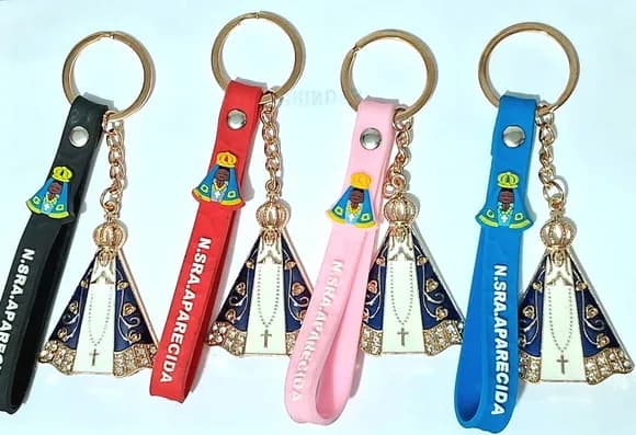 Chaveiro Nossa Senhora Aparecida com Fita Silicone 1 Peça