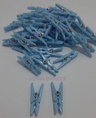 Mini pregador Azul de plástico - 2,5cm - pct c/ 40 unidades