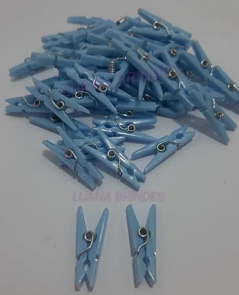Mini pregador Azul de plástico - 2,5cm - pct c/ 40 unidades