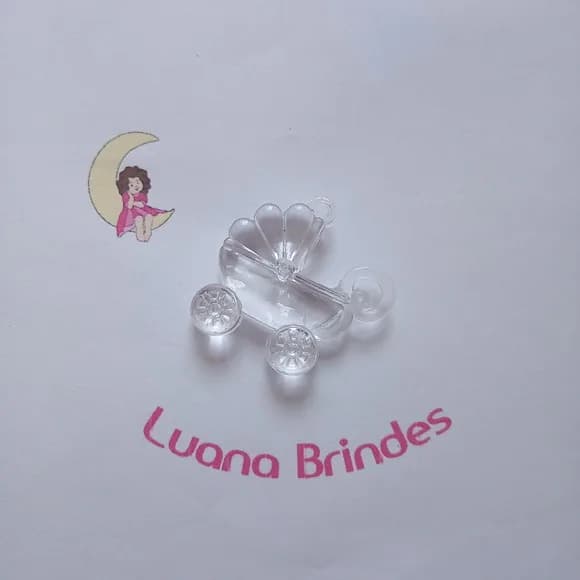 Carrinho de Bebe Pingente Transparente 4cm Pct 5 Unidade
