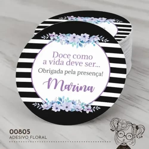 Adesivo Redondo Floral - 00805