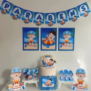 Kit Mesversário Pool Partypersonalizados - Só Um Bolinho