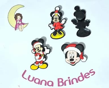 Pins de Crocs Mickey e Minnie Natal Pacote com 6 Unidades