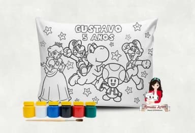 Almofada com Tinta para Colorir Super Mario