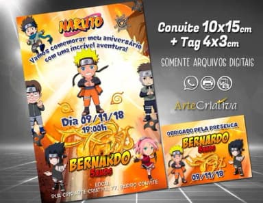 CONVITE DIGITAL C/TAG Naruto Kids