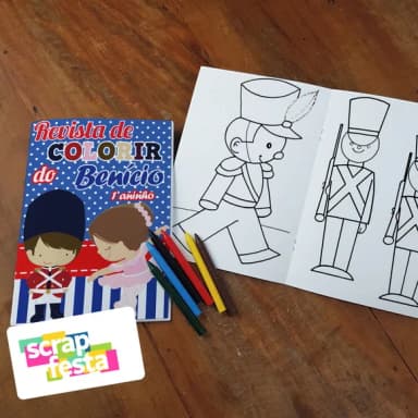 Revista Colorir + Giz Cera Soldadinho de Chumbo de Bailarina