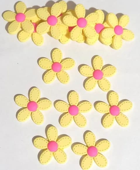 Aplique Flor Amarelo Emborrachado - 8 Unidades