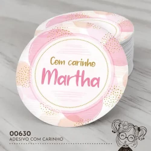 Adesivo Redondo com Carinho - 00630