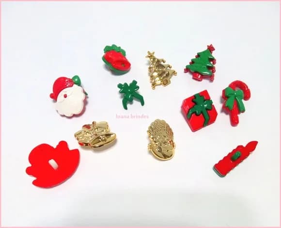 Aplique Botão de Natal Variados- Pacote com 20