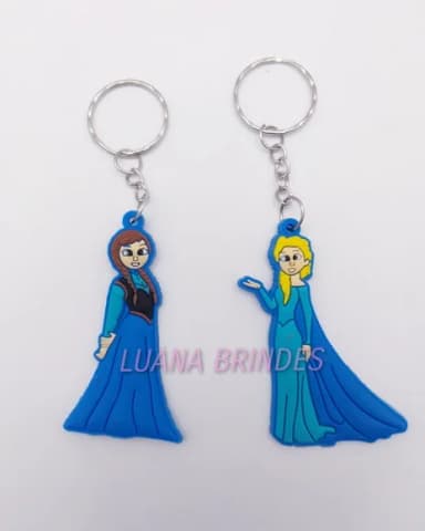 Chaveiros Frozen Emborrachados com Argola - 4 Unidades