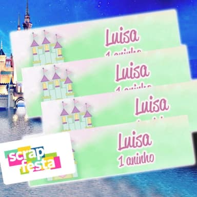Adesivo Personalizado Retangular 7x2 Princesa Castelo