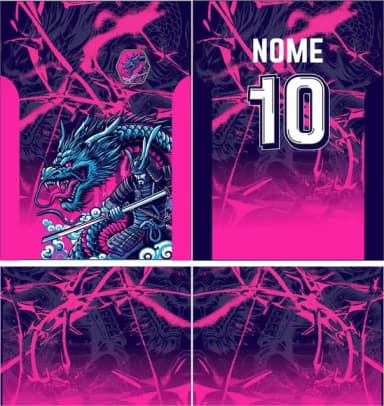 Arte Vetor Camisa Interclasse Dragão Samurai Mod-860