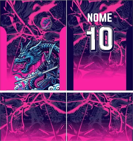 Arte Vetor Camisa Interclasse Dragão Samurai Mod-860