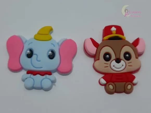 Apliques Personagens Dumbo de borracha - pct c/6 unid