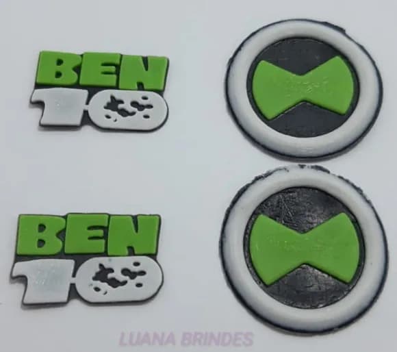 Aplique Ben 10 de Borracha -pct C/6 Unid