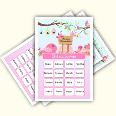 Bingo Chá de Bebê Menina Pdf Para Imprimir