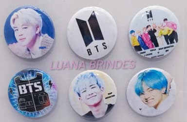 Bottons de BTS - cartela com 6 unidades