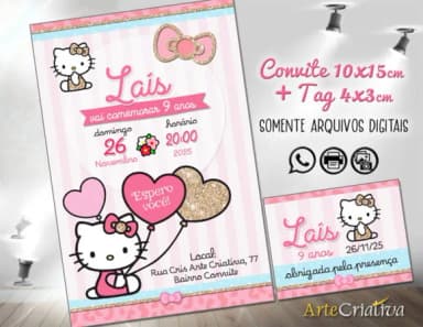 Convite Digital C/tag Hello Kitty 11