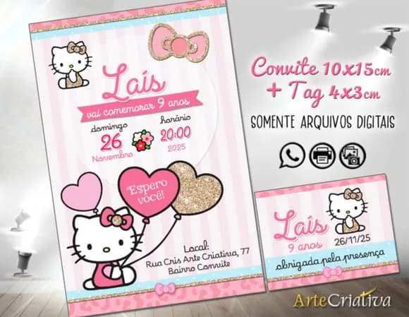 Convite Digital C/tag Hello Kitty 11